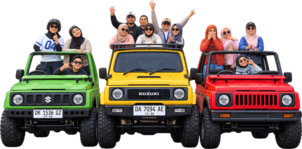 Klik untuk animasi! Armada Jeep 4WD & Wisatawan Edelweiss
